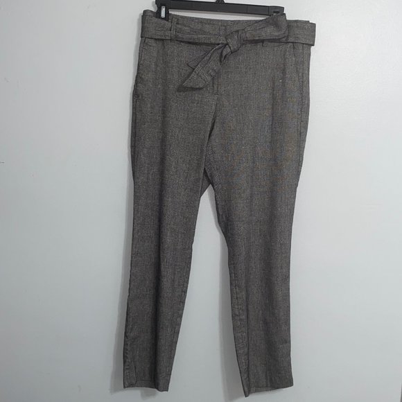 LOFT Pants - Ann Taylor LOFT grey/black tie-waist pants curvy 6